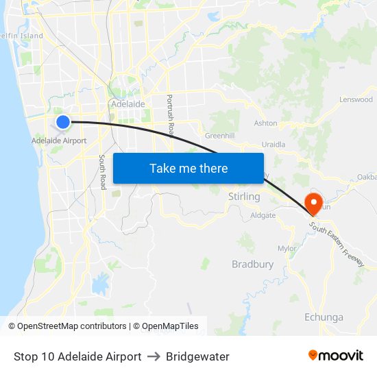 Stop 10 Adelaide Airport to Bridgewater map