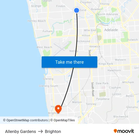 Allenby Gardens to Brighton map