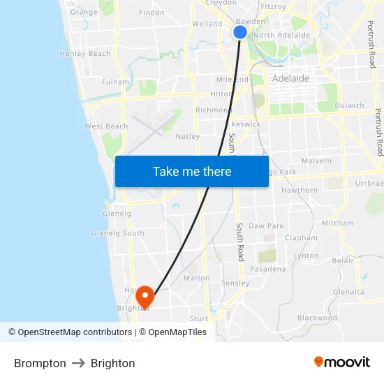 Brompton to Brighton map