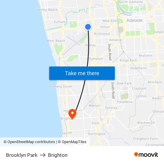 Brooklyn Park to Brighton map