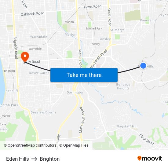 Eden Hills to Brighton map