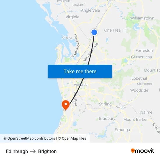 Edinburgh to Brighton map