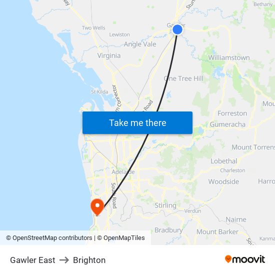 Gawler East to Brighton map