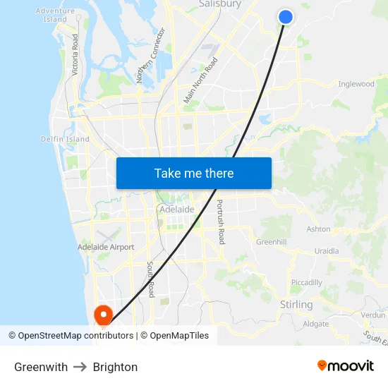 Greenwith to Brighton map