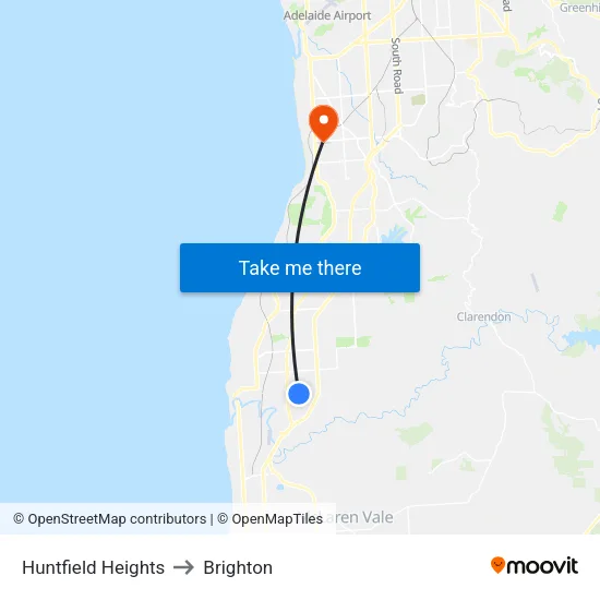 Huntfield Heights to Brighton map