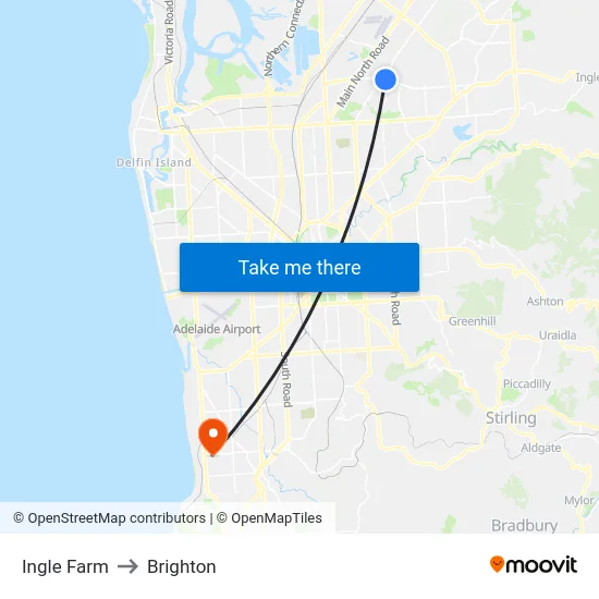 Ingle Farm to Brighton map
