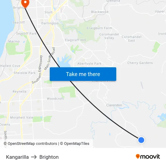 Kangarilla to Brighton map