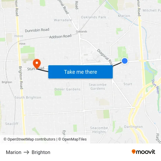 Marion to Brighton map