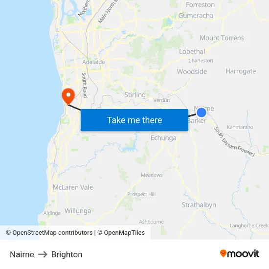 Nairne to Brighton map