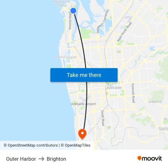 Outer Harbor to Brighton map