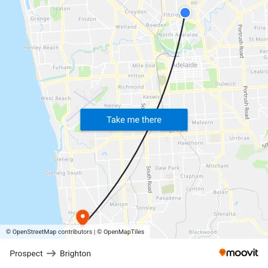 Prospect to Brighton map