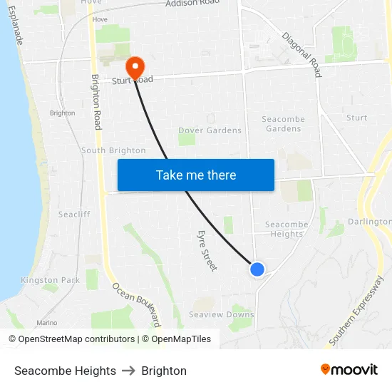 Seacombe Heights to Brighton map
