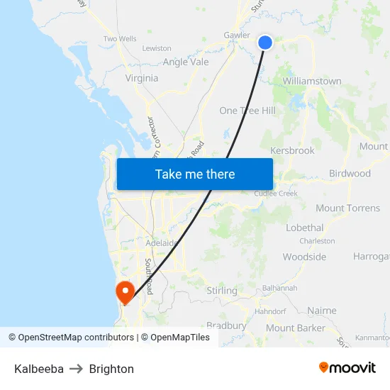 Kalbeeba to Brighton map