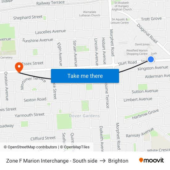 Zone F Marion Interchange - South side to Brighton map