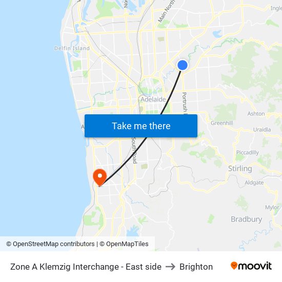 Zone A Klemzig Interchange - East side to Brighton map