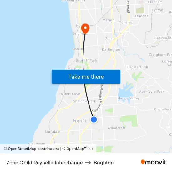 Zone C Old Reynella Interchange to Brighton map