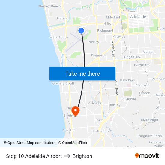Stop 10 Adelaide Airport to Brighton map