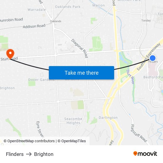 Flinders to Brighton map