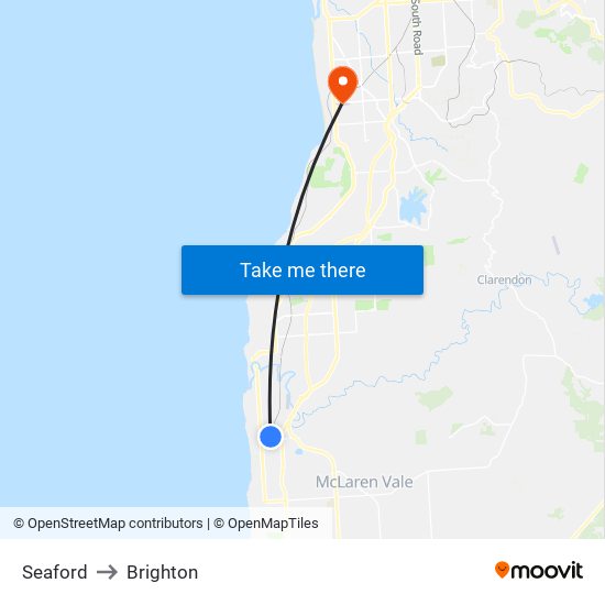 Seaford to Brighton map