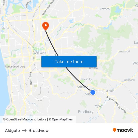 Aldgate to Broadview map