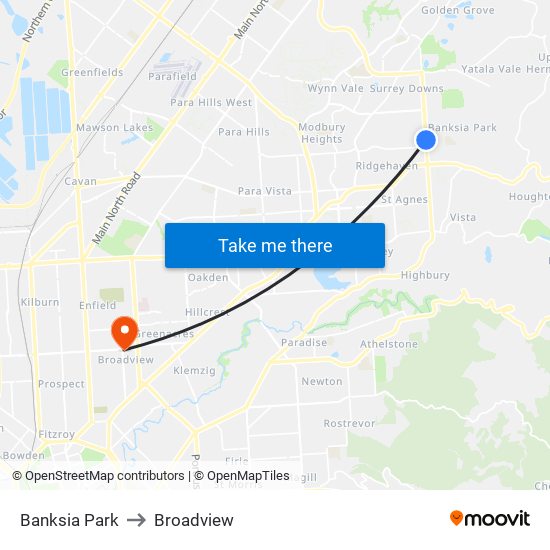 Banksia Park to Broadview map