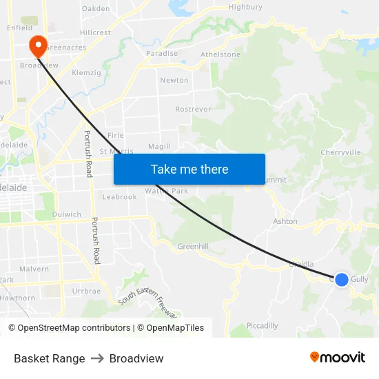 Basket Range to Broadview map