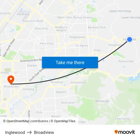 Inglewood to Broadview map
