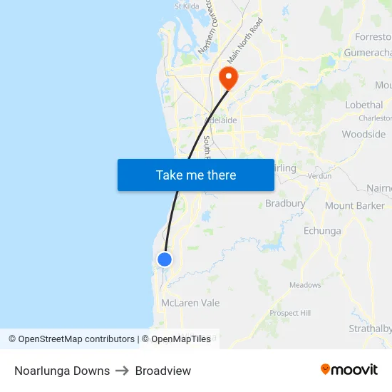 Noarlunga Downs to Broadview map
