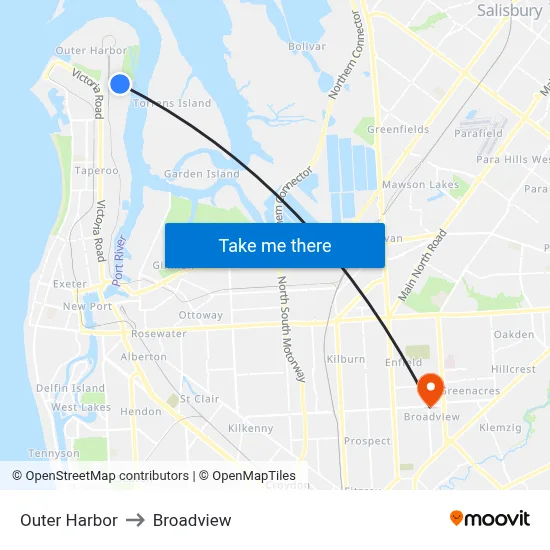 Outer Harbor to Broadview map