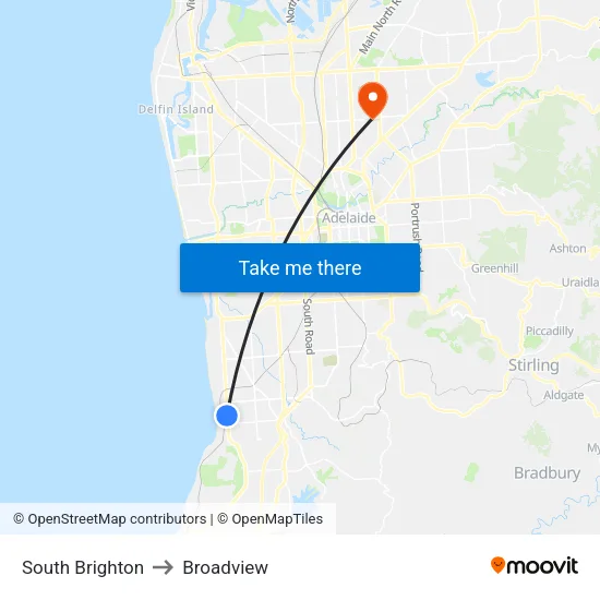 South Brighton to Broadview map