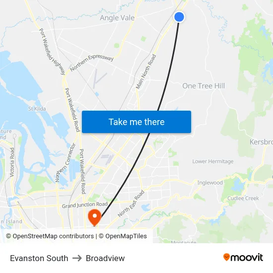 Evanston South to Broadview map