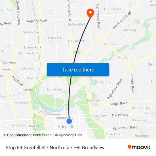 Stop F3 Grenfell St - North side to Broadview map