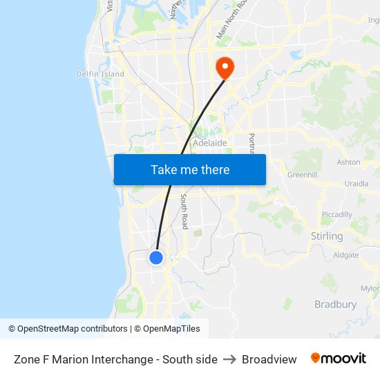 Zone F Marion Interchange - South side to Broadview map