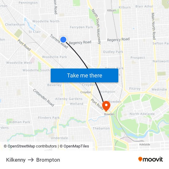 Kilkenny to Brompton map