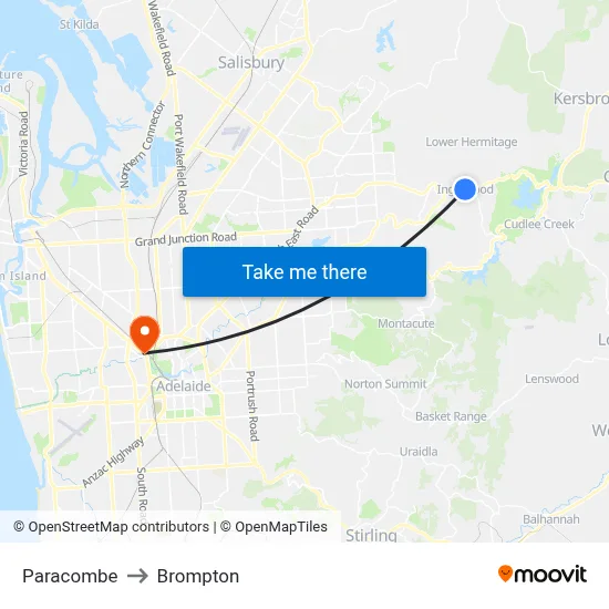 Paracombe to Brompton map
