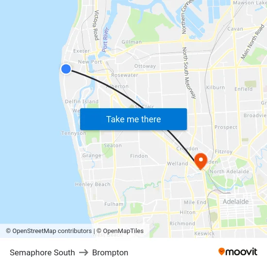 Semaphore South to Brompton map
