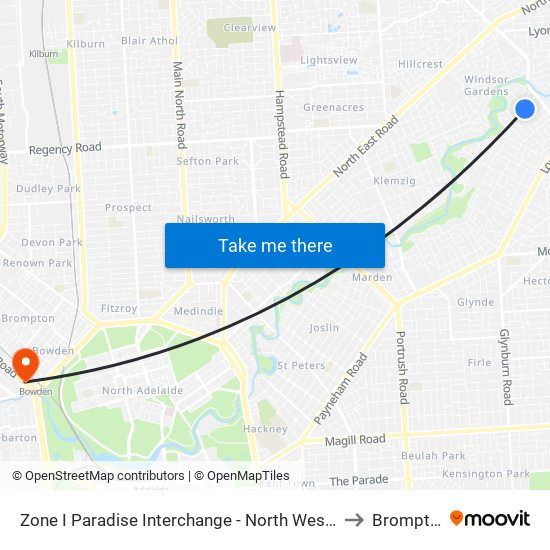 Zone I Paradise Interchange - North West side to Brompton map