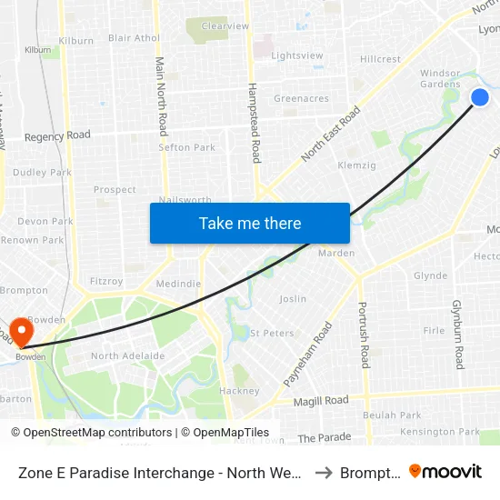 Zone E Paradise Interchange - North West side to Brompton map