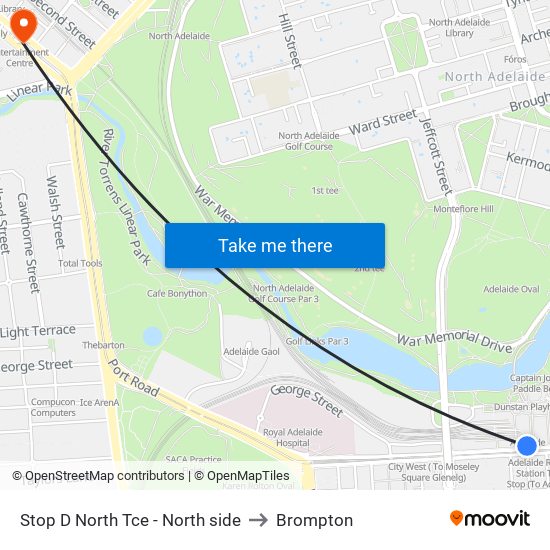 Stop D North Tce - North side to Brompton map