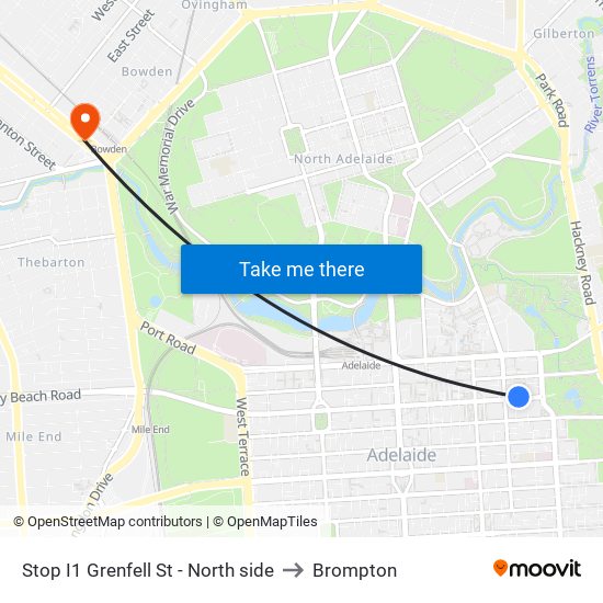 Stop I1 Grenfell St - North side to Brompton map