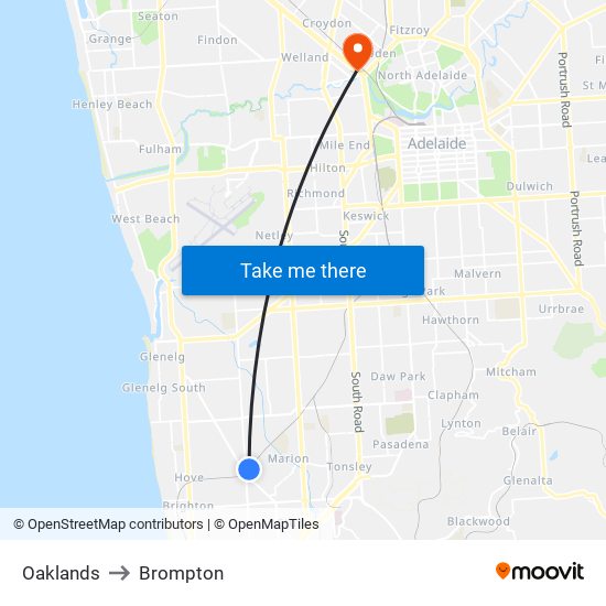 Oaklands to Brompton map