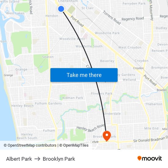 Albert Park to Brooklyn Park map