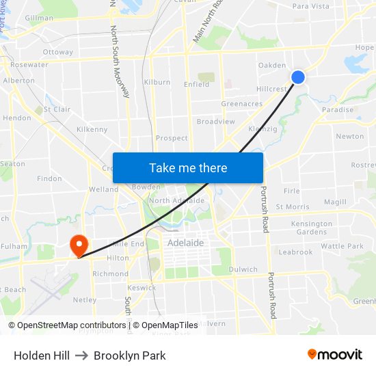 Holden Hill to Brooklyn Park map