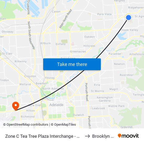 Zone C Tea Tree Plaza Interchange - West side to Brooklyn Park map