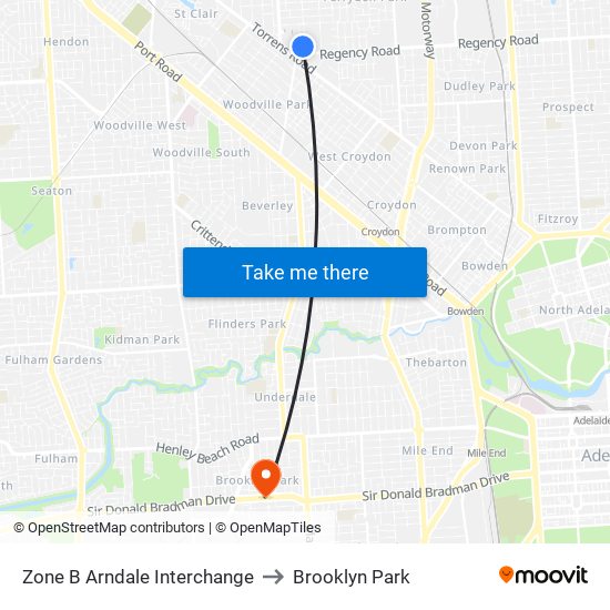 Zone B Arndale Interchange to Brooklyn Park map