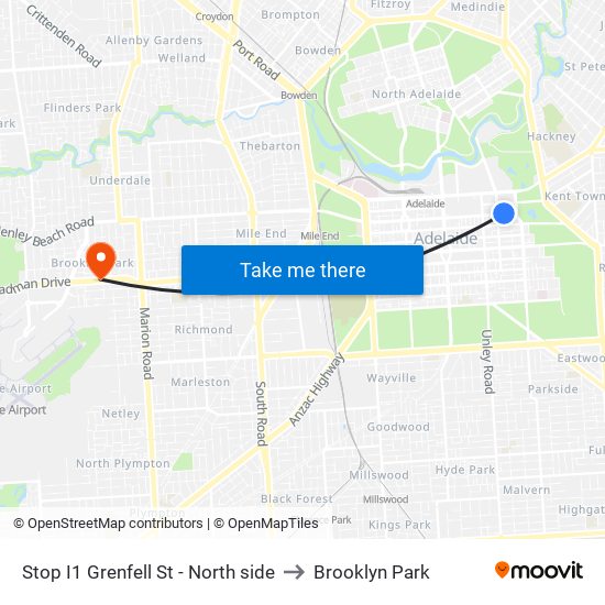 Stop I1 Grenfell St - North side to Brooklyn Park map