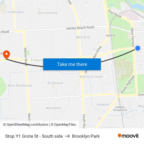 Stop Y1 Grote St - South side to Brooklyn Park map