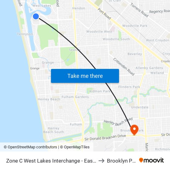 Zone C West Lakes Interchange - East side to Brooklyn Park map