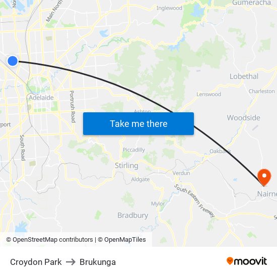 Croydon Park to Brukunga map