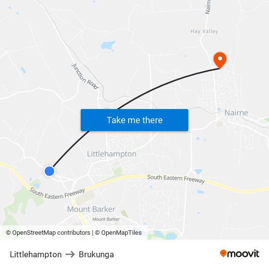 Littlehampton to Brukunga map